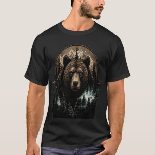 Majestic Brown Bear Forest Wildlife Art T-Shirt