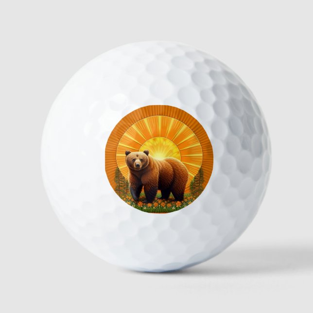 Majestic Brown Bear  Golf Balls (Front)