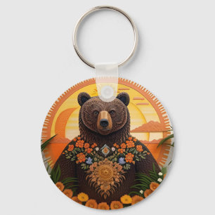 Majestic Brown Bear Key Ring