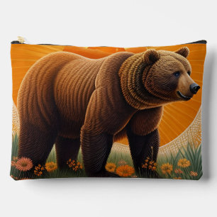 Majestic Brown Bear Standing in a Field Accessory Pouch
