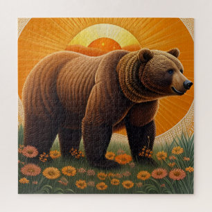 Majestic Brown Bear Standing in a Field Jigsaw Puzzle