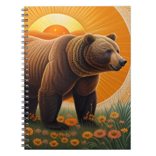 Majestic Brown Bear Standing in a Field Notebook