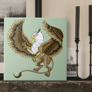 Majestic Brown Fantasy Griffin Mythical Gryphon Ceramic Tile