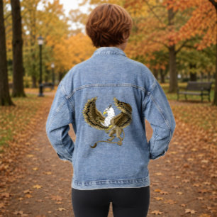 Majestic Brown Fantasy Griffin Mythical Gryphon Denim Jacket