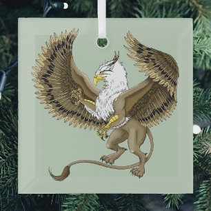 Majestic Brown Fantasy Griffin Mythical Gryphon Glass Tree Decoration