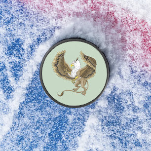 Majestic Brown Fantasy Griffin Mythical Gryphon Hockey Puck