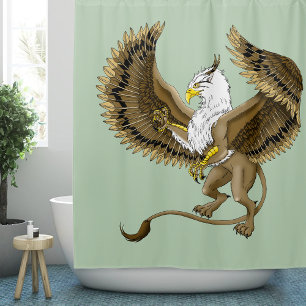 Majestic Brown Fantasy Griffin Mythical Gryphon Shower Curtain