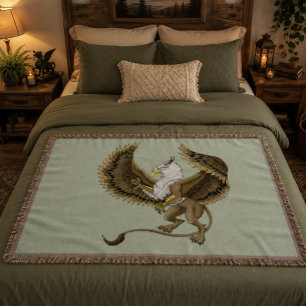Majestic Brown Fantasy Griffin Mythical Gryphon Throw Blanket