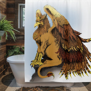 Majestic Brown Griffin Mythical Creature Shower Curtain