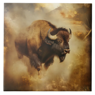 Majestic Buffalo, Bison Tile, Trivet
