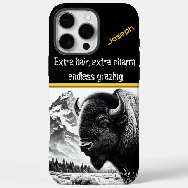 Majestic Buffalo Grazing Near Mountains at Sunrise Case-Mate iPhone Case (Back)