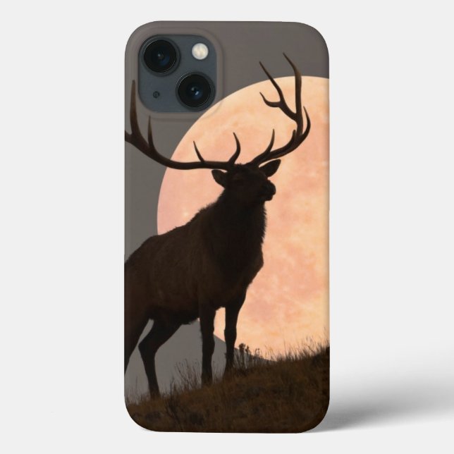Majestic Bull Elk and Full Moon Rise Case-Mate iPhone Case (Back)