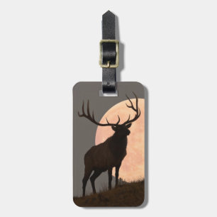 Majestic Bull Elk and Full Moon Rise Luggage Tag