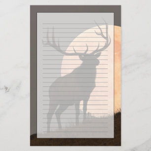 Majestic Bull Elk and Full Moon Rise Stationery