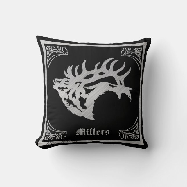 Majestic Bull Elk Cushion (Front)