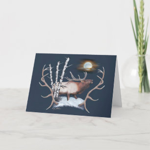Majestic Bull Elk Holiday Card