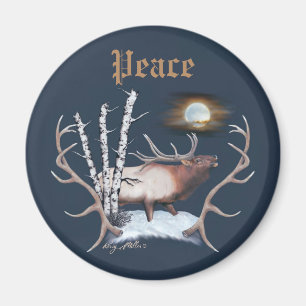 Majestic Bull Elk Magnet
