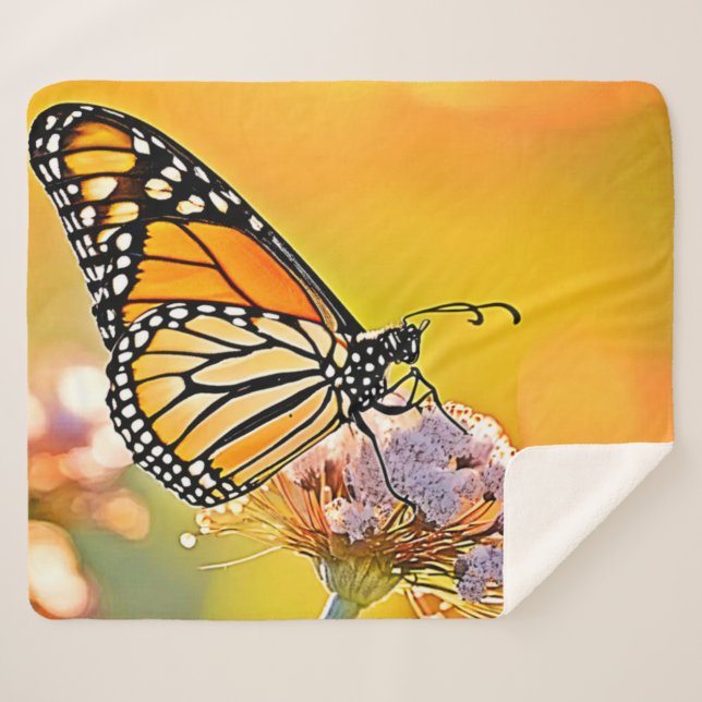 Majestic Butterfly Close Up Design Sherpa Blanket (Front (Horizontal))