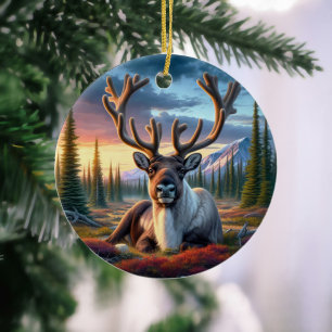 Majestic Caribou Keepsake Ceramic Ornament