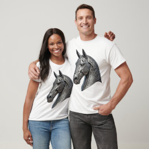 Majestic Celtic Silver Horse Head with Knot Patter T-Shirt