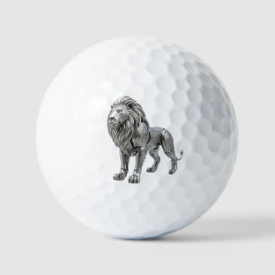 Majestic Celtic Silver Lion with Intricate Knot Pa Golf Balls