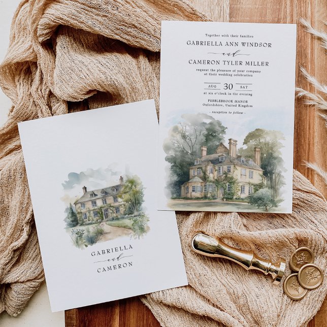 Majestic Chateau English Manor Destination Wedding Invitation (Creator Uploaded)
