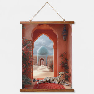 Majestic Cheetah in a Moroccan Desert Palace Hanging Tapestry