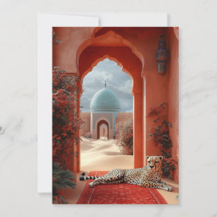 Majestic Cheetah in a Moroccan Desert Palace Invitation