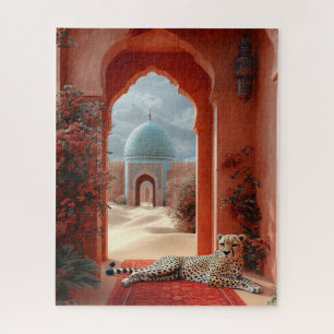 Majestic Cheetah in a Moroccan Desert Palace Jigsaw Puzzle