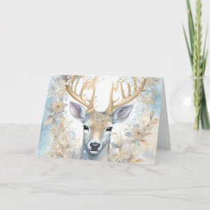 Majestic Christmas Deer in Blue and Gold Card