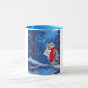 Majestic Christmas Owl Snowy Winter Mug