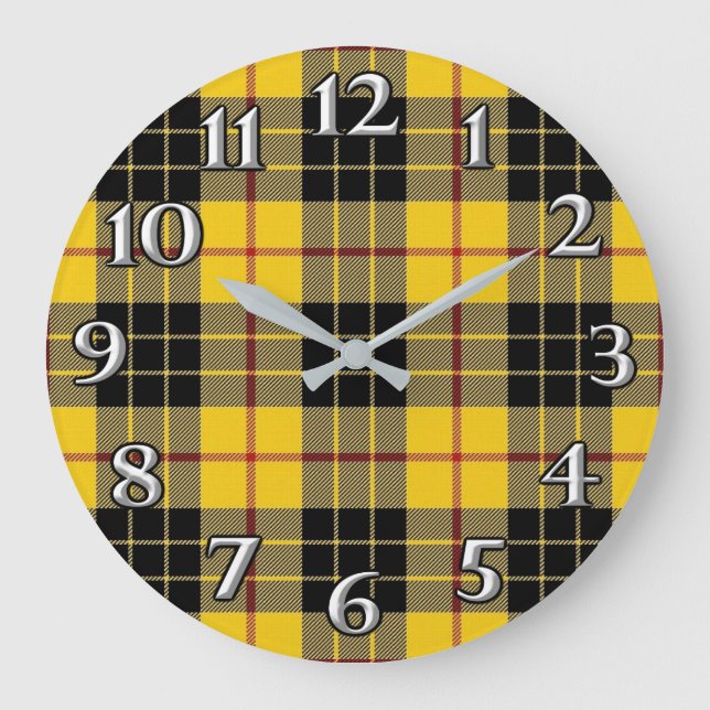 Majestic Clan MacLeod of Lewis Tartan Plaid Large Clock (Front)