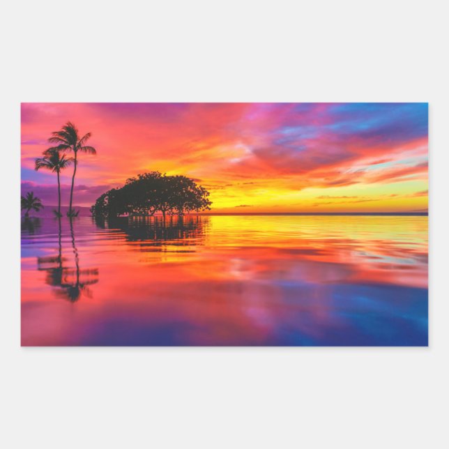 Majestic Clouds & Reflection Rectangular Sticker (Front)