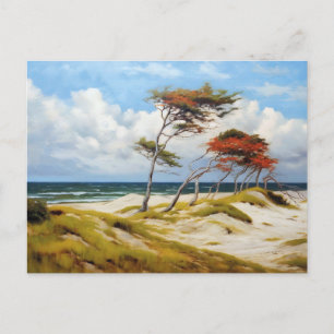 Majestic Coastal Guardians: Wind-Sculpted Beech Tr Holiday Postcard