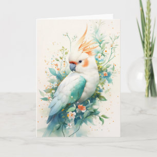 Majestic Cockatoo in a Floral Embrace Card