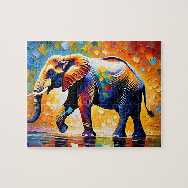 Majestic Colourful Abstract Elephant Jigsaw Puzzle (Horizontal)