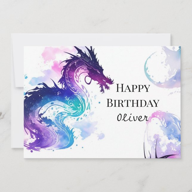  Majestic Colourful Dragon Birthday Card (Front)