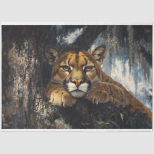 Majestic Cougar in Forest Decoupage Tissue Paper