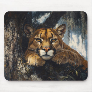 Majestic Cougar in Forest Mouse Pad