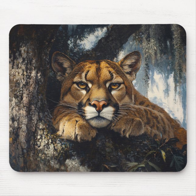Majestic Cougar in Forest Mouse Pad (Front)