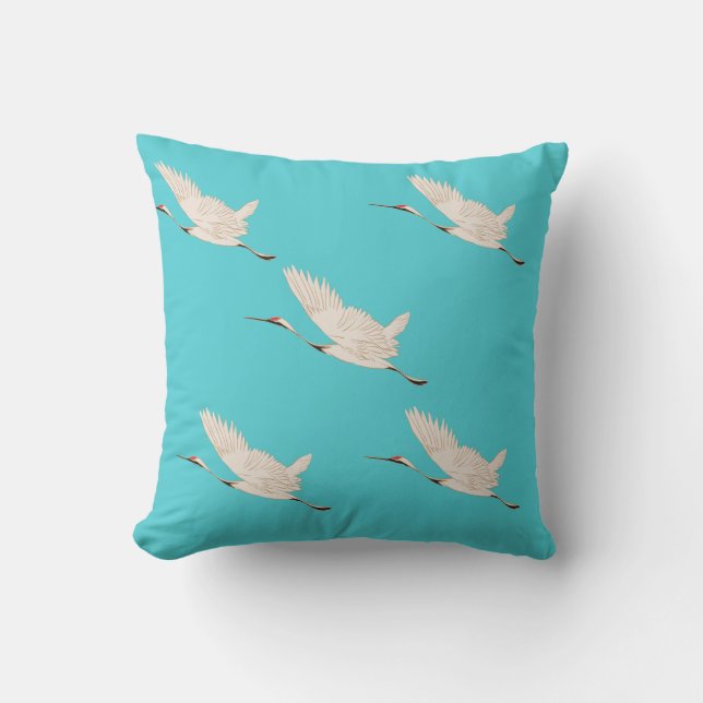 Majestic Crane Sky square pillow (Front)