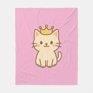 Majestic Cuddly Cat with a Crown Fleece Blanket