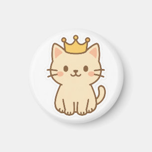 Majestic Cuddly Cat with a Crown Magnet