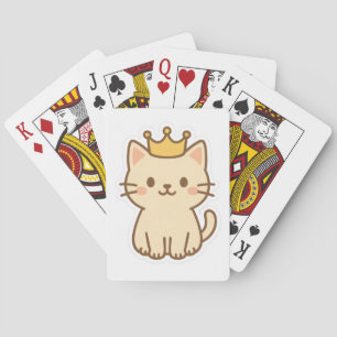Majestic Cuddly Cat with a Crown Playing Cards