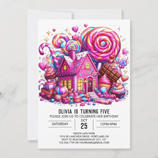 Majestic Custom Candyland Digital Birthday Invitation (Front)
