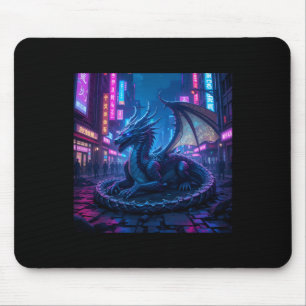 Majestic Cyberpunk Dragon Resting In Neon City Sti Mouse Pad