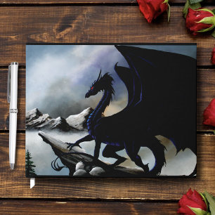 Majestic Dark Dragon Black Fantasy Mountains  Guest Book