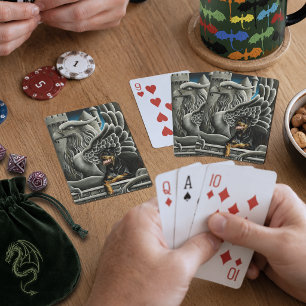 Majestic Dark Fantasy Rottweiler Gargoyle Castle Playing Cards