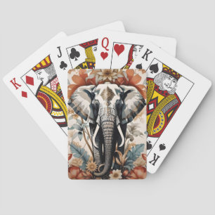 Majestic Decorated Elephant Wildlife Playing Cards