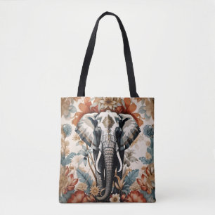 Majestic Decorated Elephant Wildlife Tote Bag